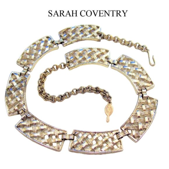 Sarah Coventry Basketweave Necklace Gold Tone - Picture 3 of 4